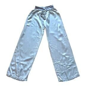 PJ Harlow Jolie Icy Lavender Purple Satin Wide Leg Pajama Pants